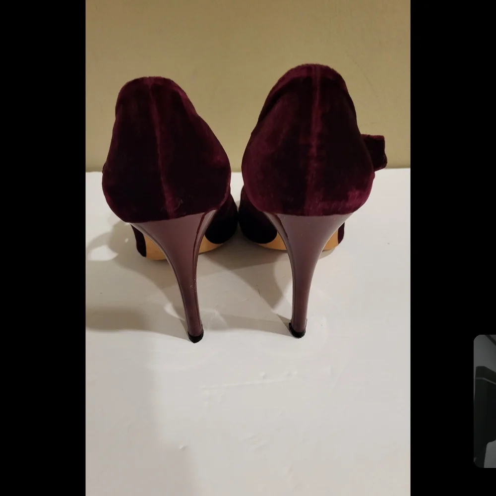 Kate Spade heel Velour Bordeaux Women's Shoes Size 8.5 - Picture 5 of 5